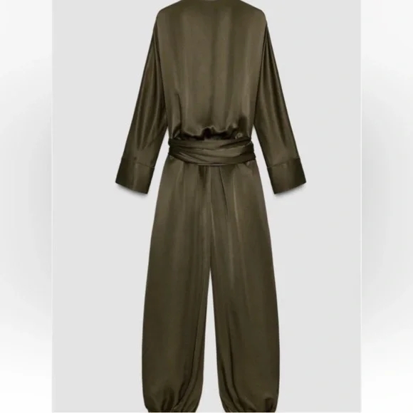 Zara NWT satin effect bloomer jumpsuit ZW Collection 9018/680 - Picture 5 of 13